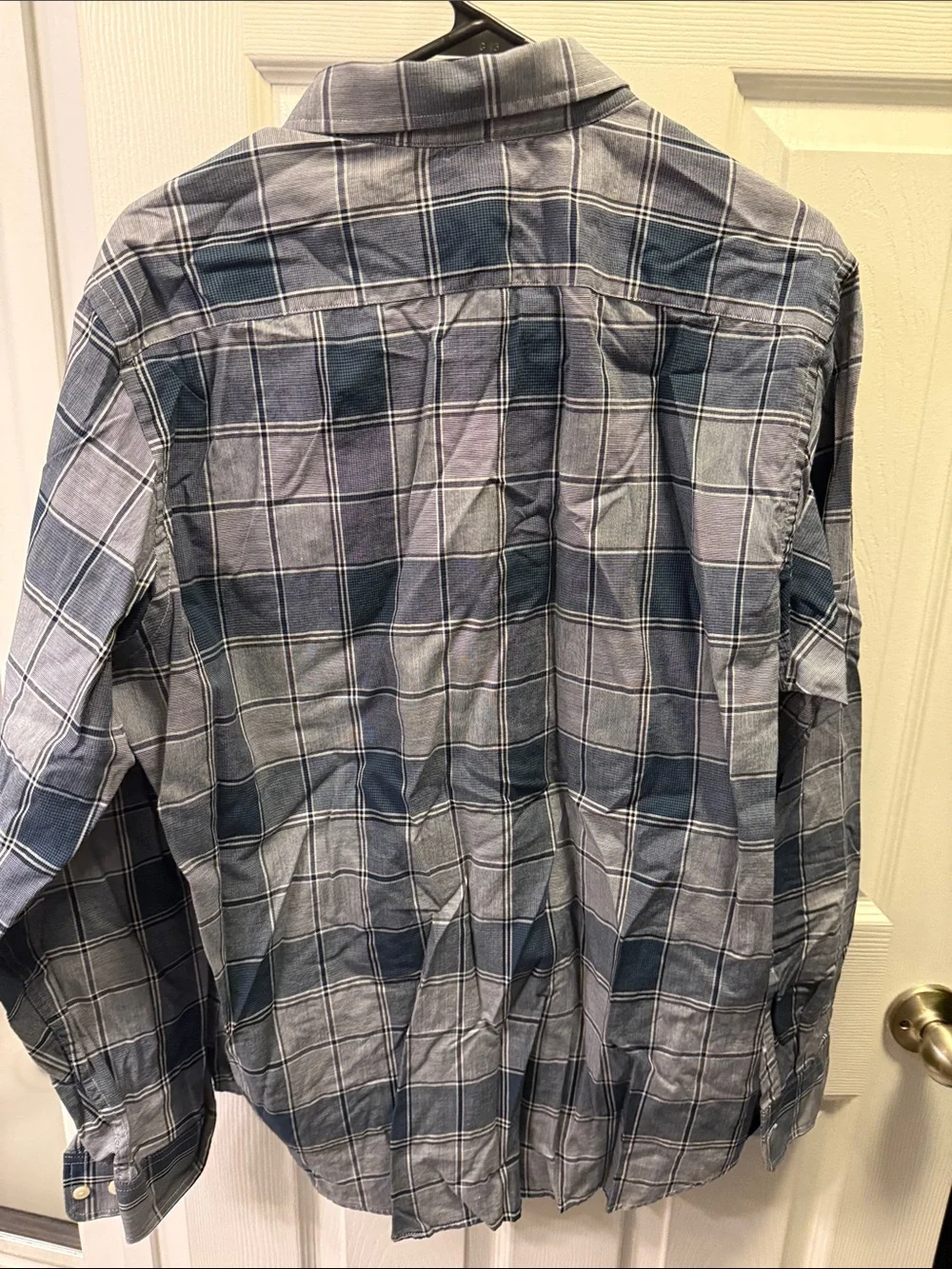 Banana Republic Men’s Navy and Gray Plaid Button-Down Shirt